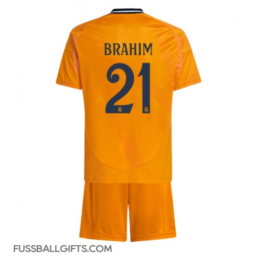 Real Madrid Brahim Diaz #21 Fußballbekleidung Auswärtstrikot Kinder 2024-25 Kurzarm (+ kurze hosen)